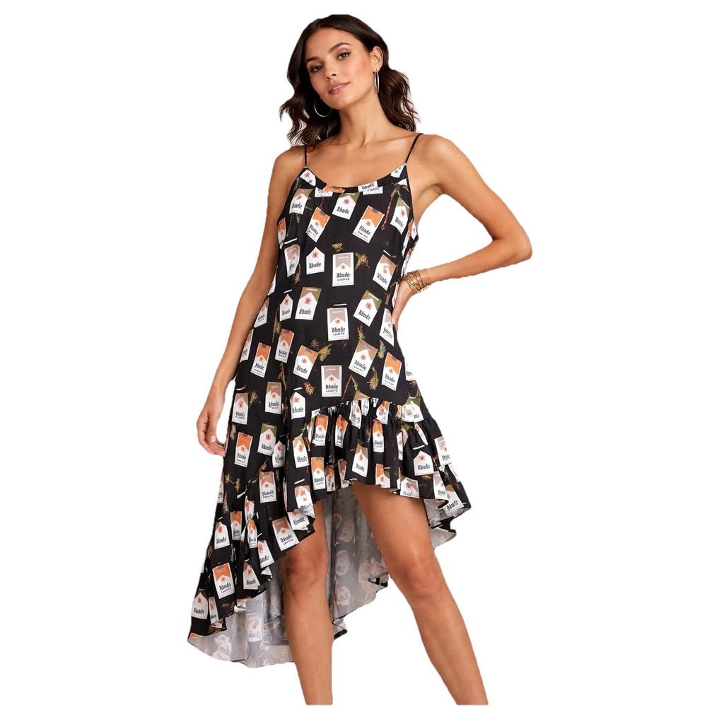 Rhude Pinks Vintage Cigaretta Silk Slip Dress Asymmetrical RARE Sz Large